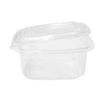 Plastic cup 1000 ml 170x170x80 mm square hinged lid RPET Clear product photo
