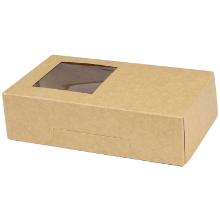 Cake box/Sushi box hinged lid L180xW110xH50mm cardboard with PE and window on th product photo