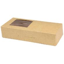 Cake box/Sushi box hinged lid L230xW105xH50mm cardboard with PE and window on th product photo