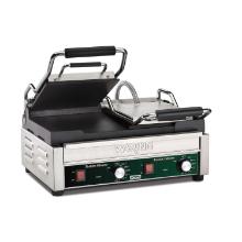 Klemgrill Waring med glat grillflade 43x23.5 Rustfri st&aring;l og st&oslash;bejernsplader product photo