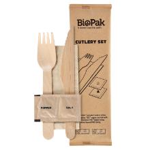 Bestikpose 5/1 med tr&aelig; kniv/gaffel/serviet/salt/peber product photo