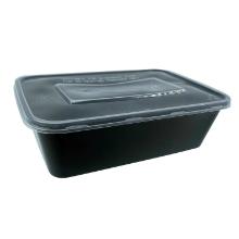 Plastic tray Catersource 650 ml 175x115x44 mm noodle tray with loose lid PP Blac product photo