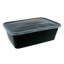Plastic tray Catersource 750 ml 175x115x55 mm noodle tray with loose lid PP Blac product photo