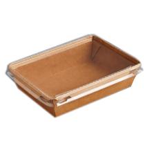 Sushi tray 750 ml 170x120x45 mm bottom brown kraft with PE clear lid on vnr 1264 product photo