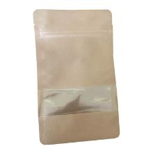 Doypack pose med vindue 500 ml 130x65x225 mm brun kraft med PET product photo