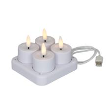 LED-Bloklys 4 stk genopladelig &Oslash;4,15xH5,1cm hvid product photo