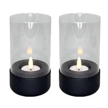 Candlestick Hurricane round L7.5xW7.5xH13.7cm black for tealights product photo