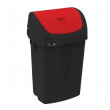 Waste bin Nordic Recycle 15Ltr L22.5xW29xH46cm black with red hinged lid product photo