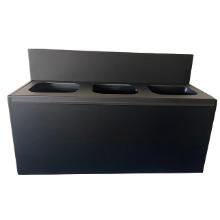 Waste rack wall-mounted 3 parts 3x20ltr L1070xW315xH495mm with lid Black product photo