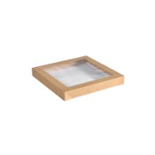 Lid Glance L22.9xW22.8xH3cm Cardboard/PLA with window Brown product photo