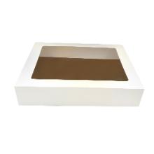Kage&aelig;ske h&aelig;ngslet l&aring;g L500xB360xH105mm pap med rude og kagepap i guld/s&oslash;lv hvid product photo