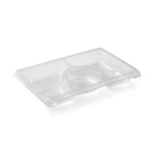 Plasttray clear rPET 25x166x33mm Tapas 3-comp product photo