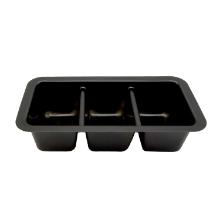Dressing cup 3-compartment Rectangular 1.7 g L100×W50×H25 mm RPET Glass-Fork Bla product photo