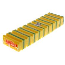 Cleaning sponge WISP 7.5 x 15 cm with handle, yellow and green. product photo