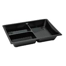 Sushi tray 3-compartment 241x175x35 mm 400 my RPET Black Large product photo