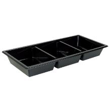 Tray 3-compartment Gourmet Express 3x200 ml 250x120x31 mm APET Black product photo