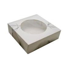 Cake box hinged lid S-Line L190xW190xH50mm cardboard with window in PLA white/gr product photo