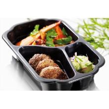 Tray 3-compartment Take Away 1/4 GN 250x159x48 mm MIN PP Black product photo