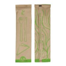Cutlery bag Verive L205xW60mm Waxed Wood FSC with Knife Fork Napkin Natural product photo
