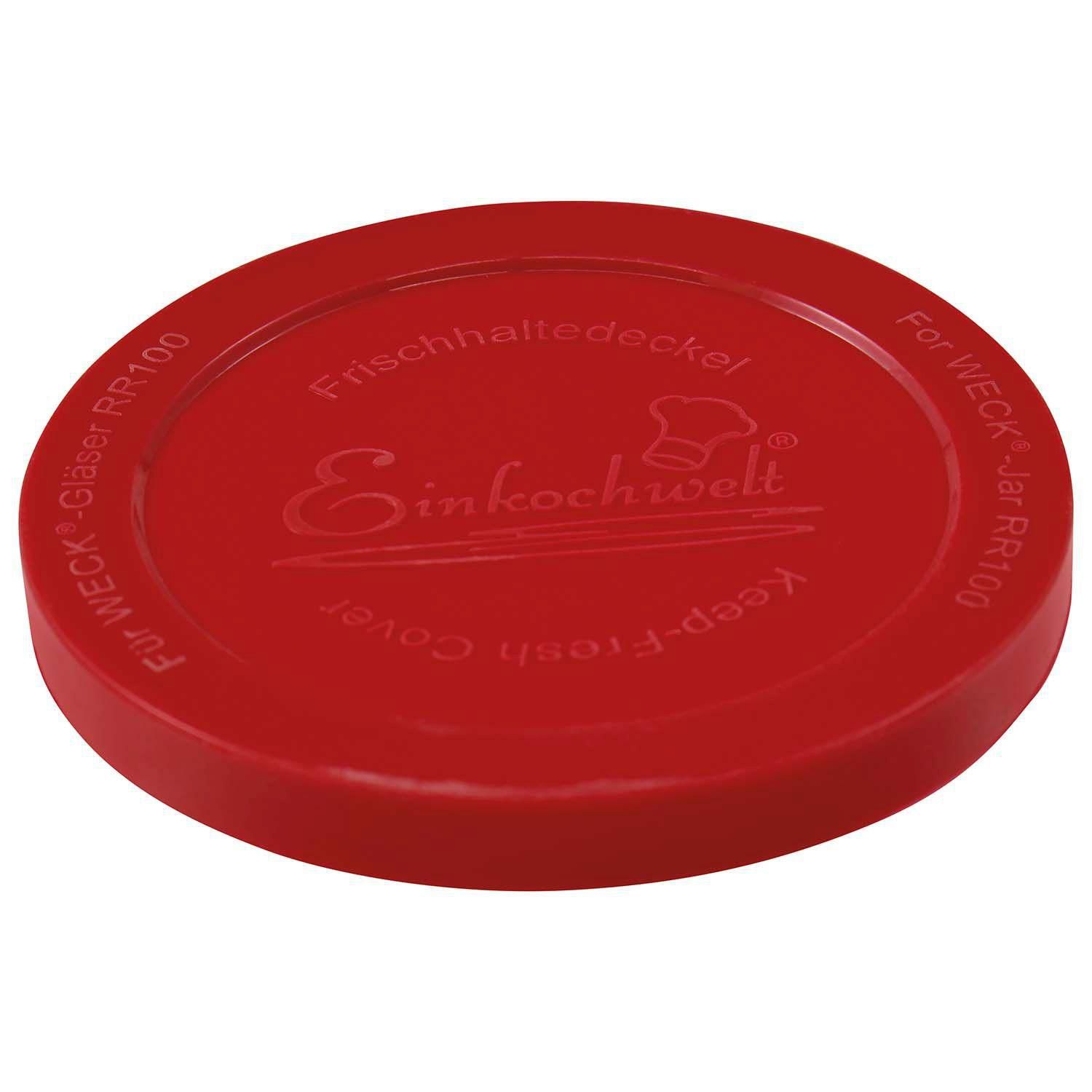 Låg Weck Ø10.8 cm til Patentglas. Silikone Rød,stk