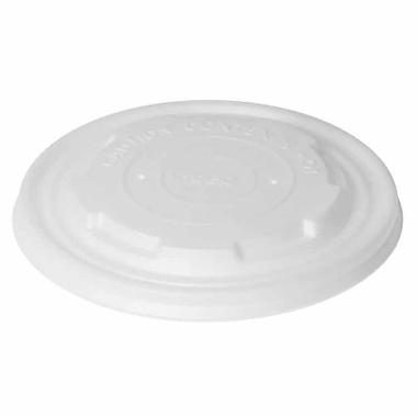 Plastlåg Ø115 mm Bionedbrydelig CPLA Hvid til Bowle/Bæger,16 pk x 50 stk/krt