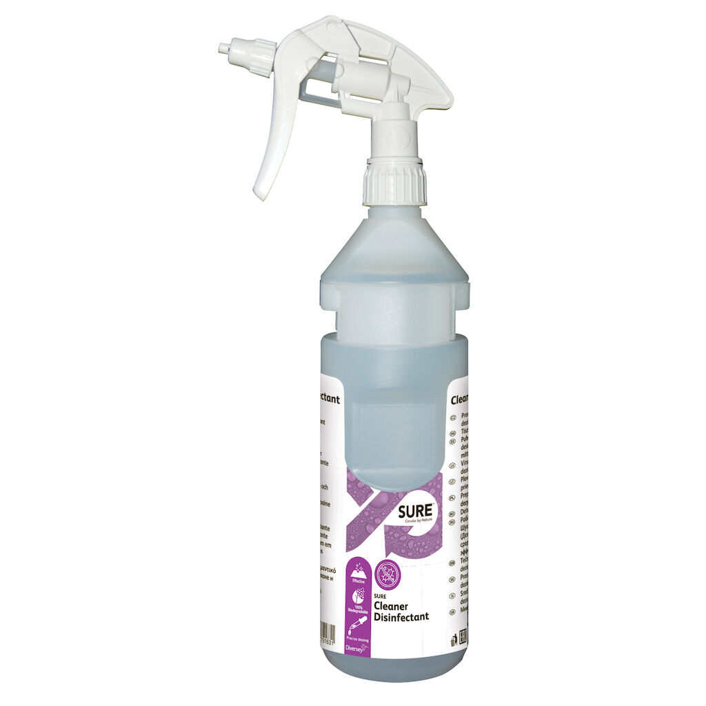 Flaske Tom Skum 750ml med Hoved/Label Grå/Hvid til SURE Cleaner Disinfectant,1 fl