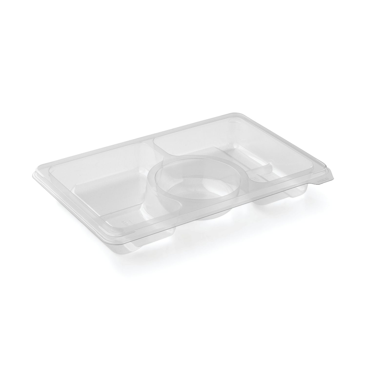 Bakke Zen Tapas 3-rum Rektangulær 312/312/130ml L250xB166xH33mm RPET Klar,60 stk/ps