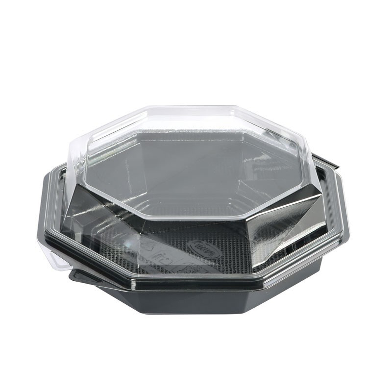 Multiboks Octaview 1-rum 417ml 160x160x60mm med Låg APET Grå/Klar,420 stk/krt