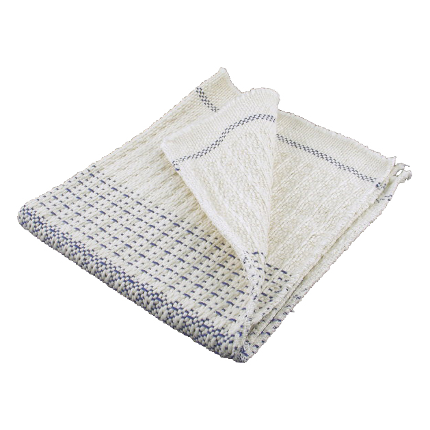 Gulvklud Vaffelvævet 50x50cm Öko-tex med Forstærkning Hvid/Blå Ubleget,1 stk