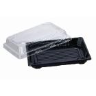Sushi tray 170x120x40 mm PS Black/Clear lid product photo