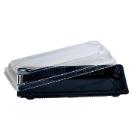 Sushi tray 220x90x40 mm PS Black/Clear lid product photo