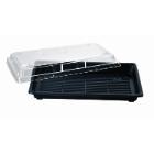 Sushi tray 600 ml 240x150x40 mm PS Black/Clear lid product photo