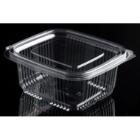 Plastb&aelig;ger Catersource 375 ml 85x97x53 mm firkantet h&aelig;ngslet l&aring;g RPET Klar product photo