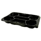 Plastic tray 7-compartment 350x240x70 mm black dish with loose clear lid RPET product photo