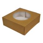 Cake box hinged lid tall L190xW190xH80mm cardboard/plastic with round window bro product photo