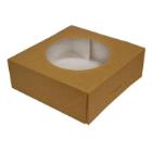 Cake box hinged lid tall L230xW230xH80mm cardboard/plastic with round window bro product photo