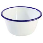 Sk&aring;l 50 cl &Oslash;13xH6 cm Emaljebelagt st&aring;l hvid med bl&aring; kant product photo