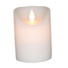 LED bloklys &Oslash;75xH100mm Paraffin med bev&aelig;gelig flamme Hvid product photo