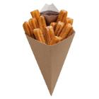 Pommes Frites Kr&aelig;mmerhus B168xH279mm Pap/Plast med dip hj&oslash;rne Brun/Hvid product photo