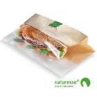 Sandwich bag 280x100x30 mm biodegradable Paper/PLA Brown/Clear product photo