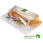 Sandwich bag 230x140x30 mm biodegradable Paper/PLA Brown/Clear product photo