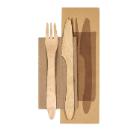 Cutlery bag wood 3/1 with 190 mm knife/fork/napkin waxed Biodegradable product photo