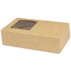 Cake box/Sushi box hinged lid L180xW110xH50mm cardboard with PE and window on th product photo