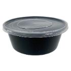 Plastic tray Catersource 300 ml round &Oslash;100x42 mm 10 oz with loose lid PP Black/C product photo