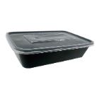 Plastbakke Catersource 500 ml 175x115x40 mm nudelbakke med l&oslash;st l&aring;g PP Sort/Klar product photo