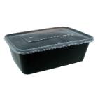 Plastic tray Catersource 750 ml 175x115x55 mm noodle tray with loose lid PP Blac product photo