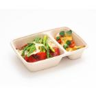Tray 2 compartments 500+250ml L230xW160xH50mm Bagasse Biodegradable Nature FF product photo