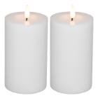 LED-Bloklys 2 stk genopladelig &Oslash;7,5xH15cm uden ladestation hvid product photo