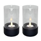Candlestick Hurricane round L7.5xW7.5xH13.7cm black for tealights product photo