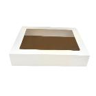Kage&aelig;ske h&aelig;ngslet l&aring;g L500xB360xH105mm pap med rude og kagepap i guld/s&oslash;lv hvid product photo